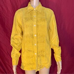 Bloomingdale’s Mustard Button Front Linen Top Oversized Small